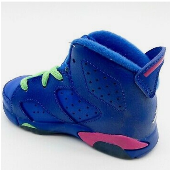 Jordan 6 Retro BT Game Royal White Vivid Pink Green Toddler Shoes 384667 439 - Picture 13 of 16